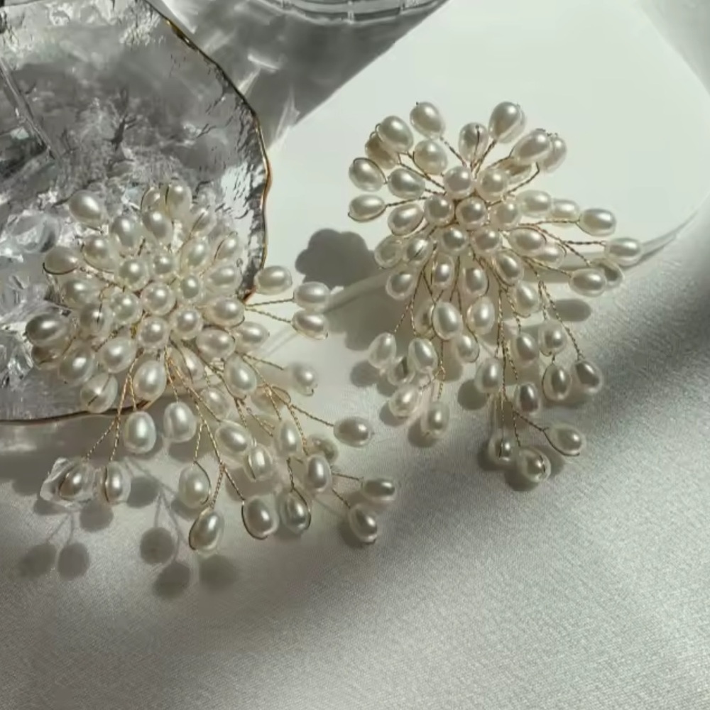 New Wedding guests vintage Pearl Cluster Earrings